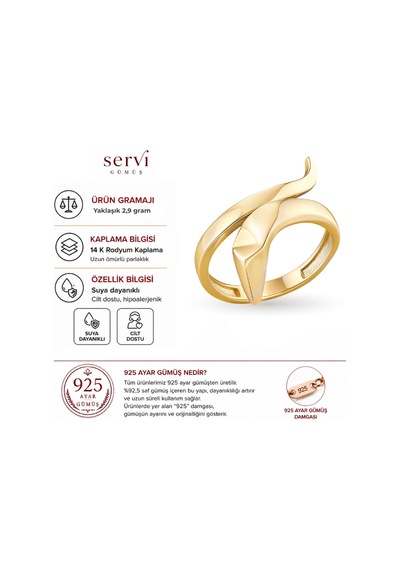 Servi 925 Ayar Linea Yüzük-251 Altın - Gümüş