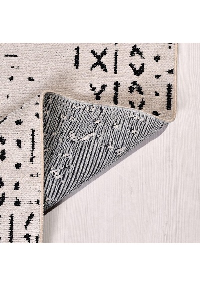Bespoky Lucky Geometrik Modern Salon Halısı Makine Dokuma Krem
