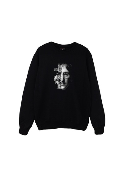 The Beatles Baskılı Sweatshirt Siyah