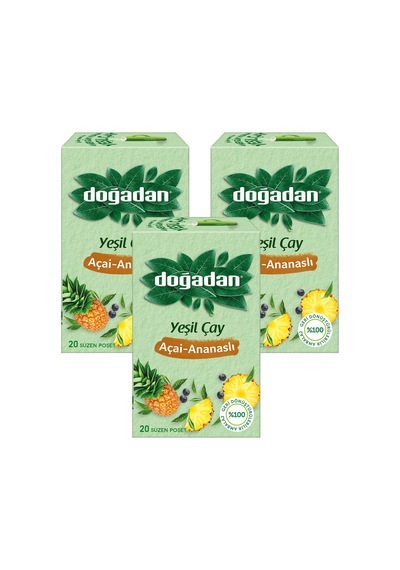 Doğadan Yeşil Çay Açai-ananaslı 20 Li Bardak Poşet X 3 Adet