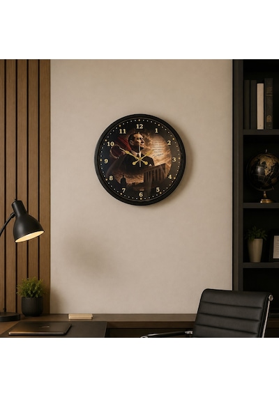 Büro Ev Ofis Hediyesi İçin 36cm Siyah Cumhuriyet Mirası Duvar Saati Diğer