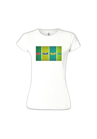 Ninja Kaplubbağalar Beyaz Kadın Tshirt 001