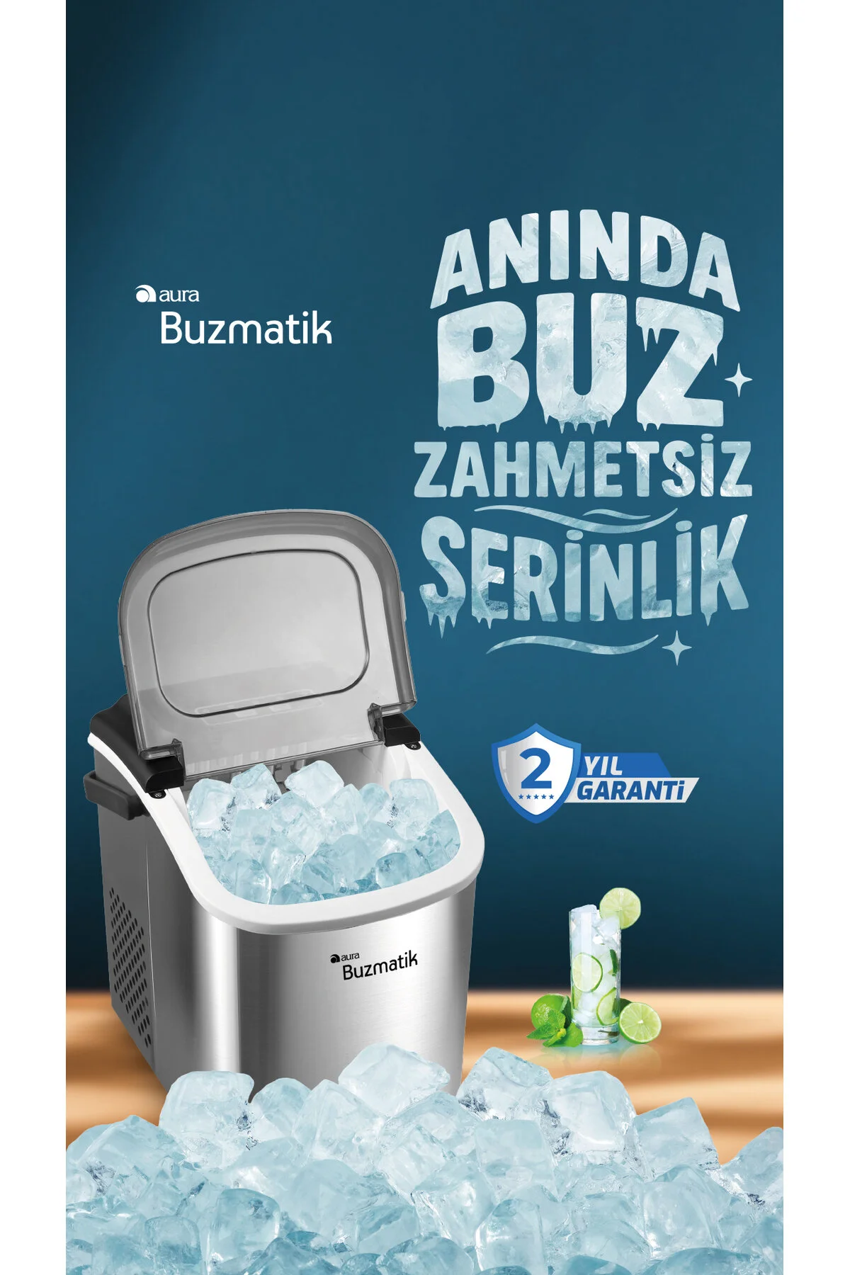 Aura Buzmatik 12 KG Kapasiteli Taşınabilir Buz Makinesi