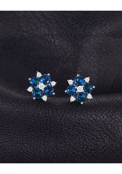 Brezza Lusso Jewelry Safir Taşlı Elegant Stylish Night Kadın Gümüş Küpe