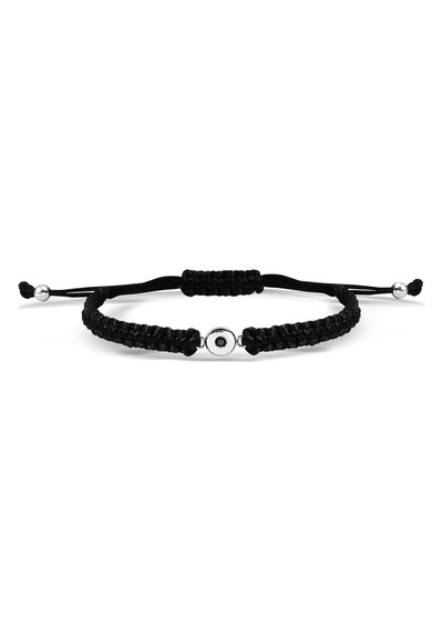 Kuyumcudukkani "siyah Tektaşlı"makrome İpli Bileklik- 40010-w-blk Beyaz