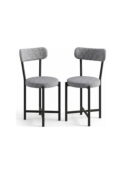 Sandalye 2 Adet Keten Kumaş Metal Ayak Modern Mutfak Sandalyesi Cafe Balkon Ofis Teddy 9812 Gri Çok Renkli
