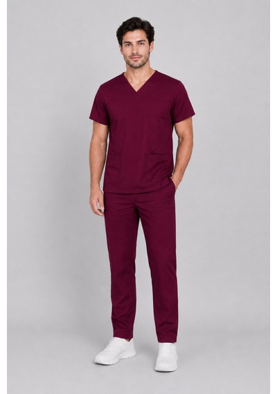 Üniforma Bordo Hemşire Ve Doktor Forması Scrubs Takımı Likralı Alt Üst Üniforma Unisex Yarasa Kol