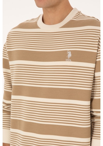 U.S. Polo Assn. Erkek Comfort Fit Bisiklet Yaka Krem Sweatshirt 50308135-VR256