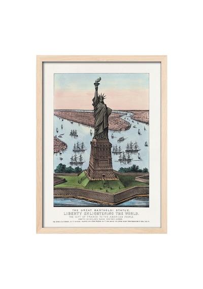 Liberty Doğal Ahşap Çerçeveli Poster, Dekoratif Seyahat Duvar Tablosu