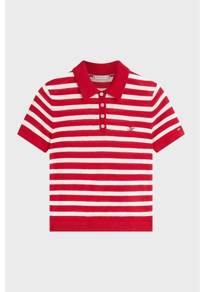 Tommy Hilfiger Çizgili İpek Karışımlı Kısa Kollu Düğmeli Polo Yaka Kazak Bayan Polo Yaka Kazak Ww0ww48503 04w Kırmızı-beyaz Tommy Hilfiger Çizgili İpek Karışımlı Kısa Kollu Düğmeli Polo Yaka Kazak Bayan Polo Yaka Kazak Ww0ww48503 04w Kırmızı-beyaz