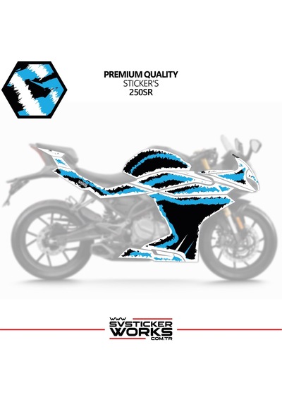 Cfmoto 250sr Kaplama Sticker Air Brush Motor Kaplama Modeli Hazır Kit Tüm Modeller Uyumlu Mavi