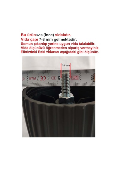 Orta Koltuk Kanepe Baza Destek Ayağı 4 Adet Siyah 10cm 5/16 Vida