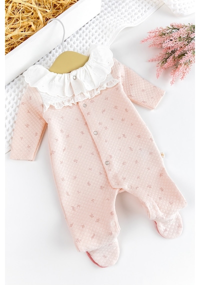 Babymod Fırfır Yakalı Çiçekli Patikli Kız Bebek Tulum 001