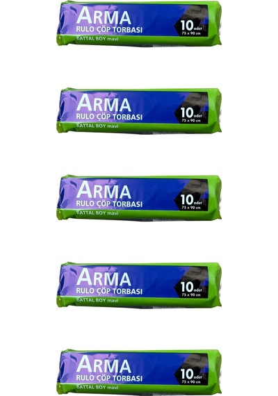 Arma Battal Boy 70 Lt. Mavi Çöp Torbası Poşeti - 75 X 90 Cm / 10 Adetlik 5 Rulo