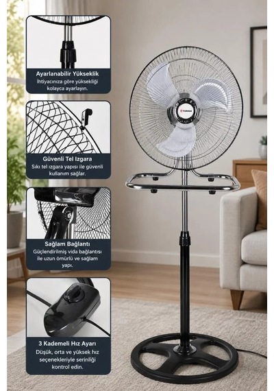 Delux Serisi Vantilatör 18 Inc 55w Fan Sf03 Gümüş Geniş Sıcak Oda