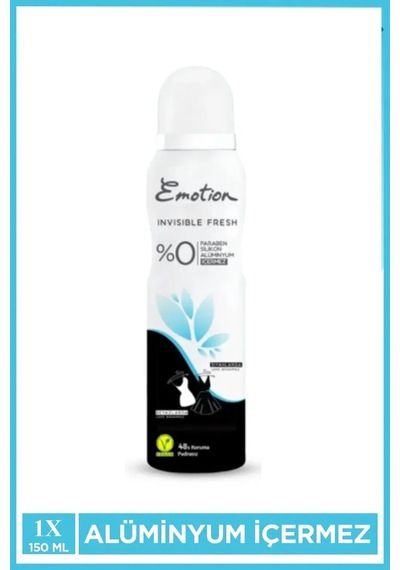 Jenerik Emotion Invisible Fresh Black & White Kadın Deodorant 150ml Vegan, Leke Bırakmaz