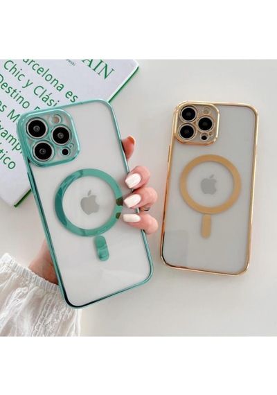 Apple Uyumlu iPhone 14 Pro Max Tam Köşeleri Renkli Şeffaf Kamera Korumalı Magsafe Luxury Kılıf