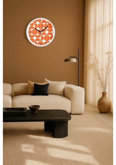 Soyut - Geometrik Temalı Modern Duvar Saati - 25cm - Önü Camlı Beyaz Kasa - Sessiz Mekanizma-jh0098 Beyaz