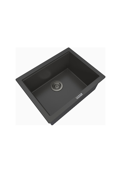 Polex Cristalüx Granit Evye P-09 Antrasit Tezgah Altı Ve Tezgah Üstü Kare Mutfak Evyesi 55.5x43.5 CM