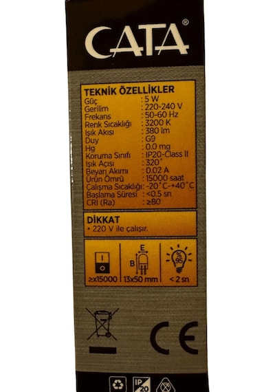 Cata Ct-4221 5w 3200k Günışığı G9 Duylu Kapsül Ampul 4 Adet