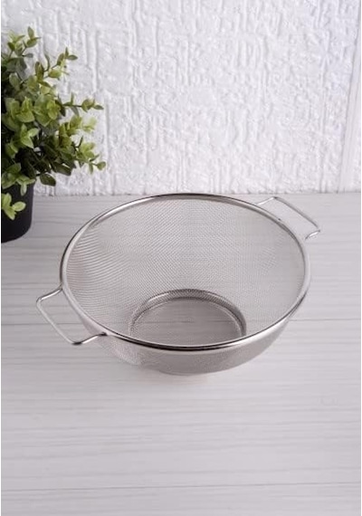Paslanmaz Çelik Çift Kulplu Sepet Süzgeç 22cm 10cm, Salata Süzgeci Meyve Süzgeci, Makarna Süzgeci, Paslanmaz Çelik Çift Kulplu 22cm Sepet Süzgeç Spt22