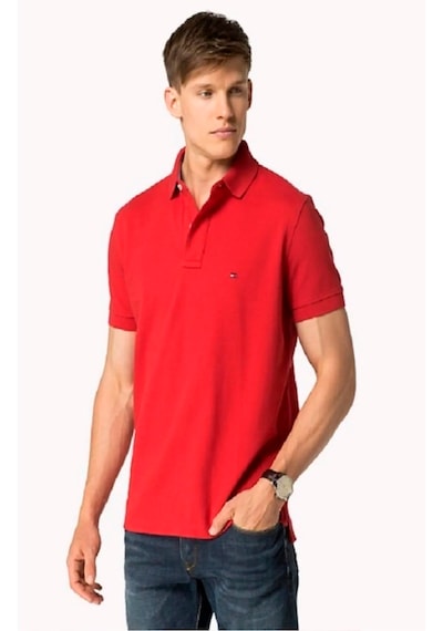 Tommy Hilfiger Polo Yaka Pike Erkek T-shirt Kırmızı