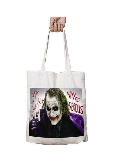Art Hediye Why So Serious Joker İki Tarafı Kalıcı Baskılı Yıkanabilir Çanta Çok Renkli