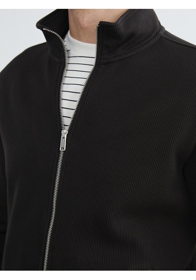 Lcw Vision Kahverengi Dik Yaka Erkek Fermuarlı Sweatshirt