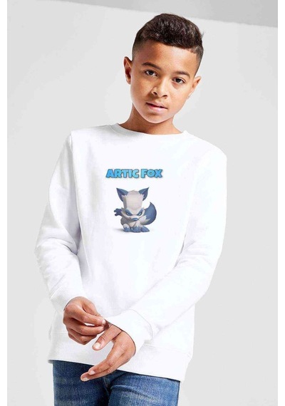 Tshirthane Nix Zooba Battle Royale Articfox Baskılı Unisex Çocuk Beyaz Swea Beyaz