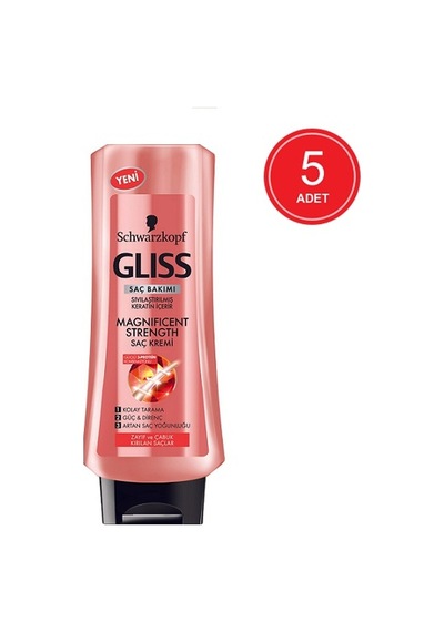 Schwarzkopf Gliss Magnificent Strength Saç Bakım Kremi 5 x 360 ML