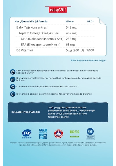 Easyfish Oil Omega 3 Limon ve Portakal Aromalı Balık Yağı 30'lu