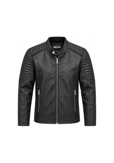 Classics Men Delpino Slim Fit Erkek Suni Deri Ceket - 7828 Siyah