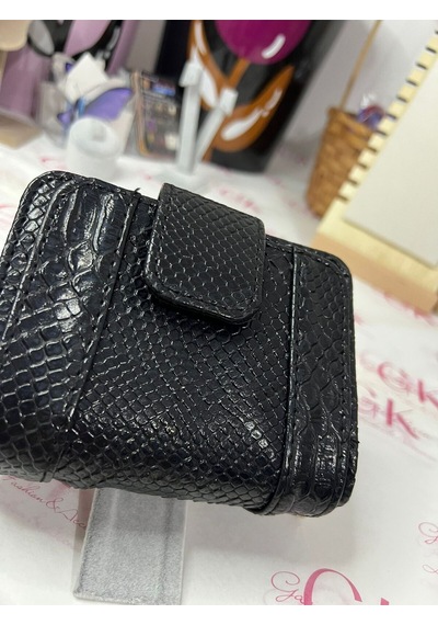 Gk Gamzelirenklerim Luxury Fashıon&accessorıes Yılan Derisi Mıknatıslı Lüx Cüzdan Suni Deri Siyah