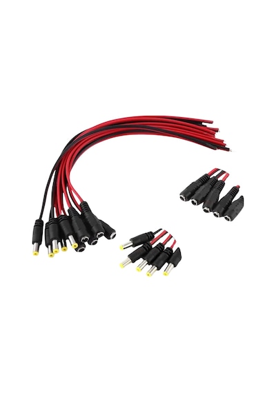 2.1 Dişi-erkek Led Birleştirme Kablosu 15cm Adaptör Jack Fişi Ve Kamera Kablosu 5 Takım