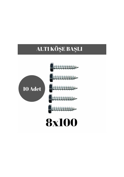 Trifon Vida 8x100 Mm Altı Köşe Anahtar Başlı Vida 10'lu Paket 8 x 100 MM