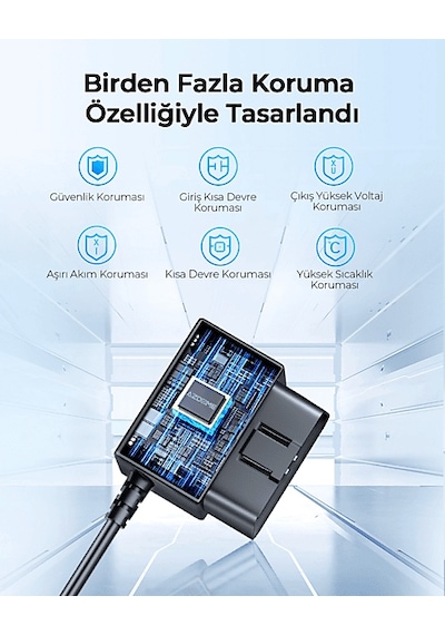 Azdome OBD Hardwire Kit Type-C Giriş 7/24 Park Modu Destekli Güç Adaptörü