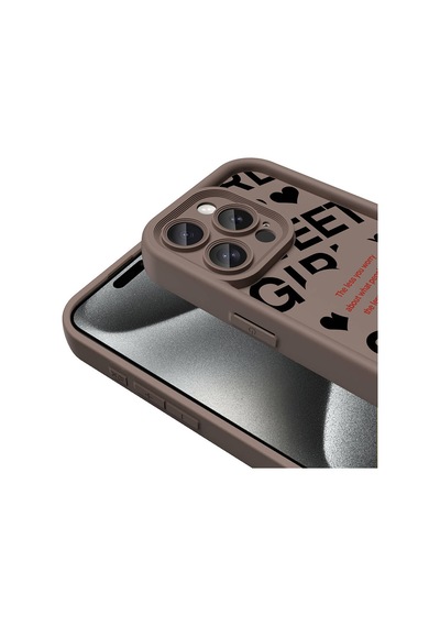 Goocamp Apple iPhone Uyumlu 15 Pro Kılıf Kamera Korumalı Baskılı Arka Yüzey Klas Kapak - Beyaz Beyaz