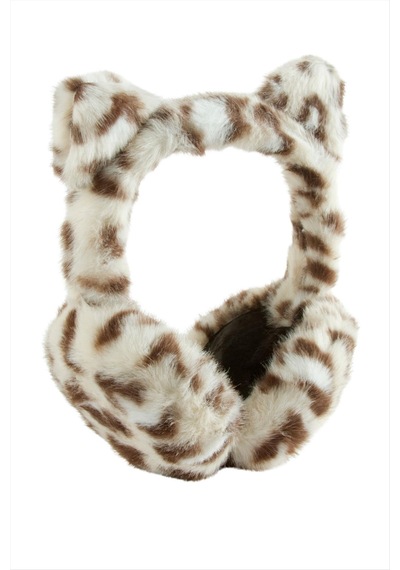 Leopar Desenli Yünlü Kışlık Kulaklık 0494 Bej
