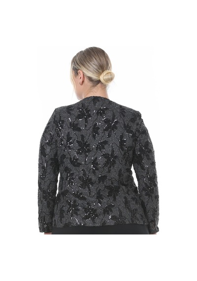 Ladies First Büyük Beden 3804 Siyah Ceket+bluz Takım 001