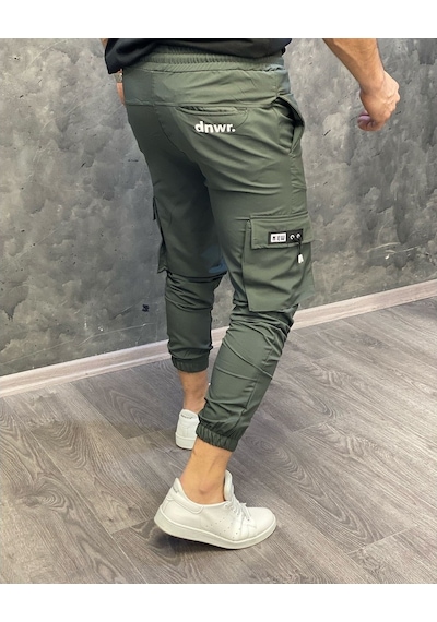 Oliggopol Erkek Haki Yeşil Bel Ve Paçası Lastikli Yandan Cepli Tarz Jogger