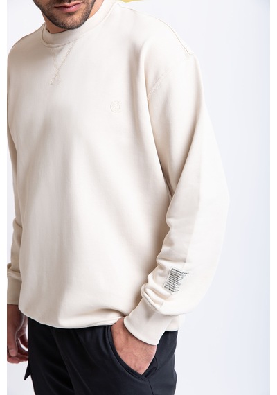 Regular Organik Pamuklu  Sweatshirt Krem