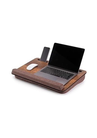 Minderli Laptop Sehpası, Ceviz Renkli Ahşap Tasarım