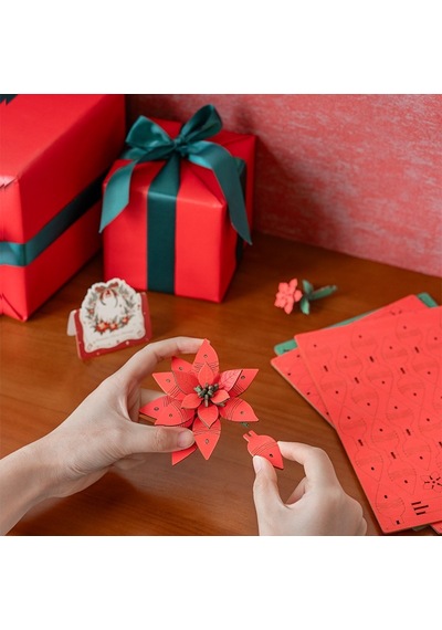 Rowood Tf001 Atatürk Çiçeği Poinsettia Dıy Minyatür Maket Model Set Ahşap 3d Wooden Puzzle Model Kit Ahşap Maket Dekoratif Hobi Seti