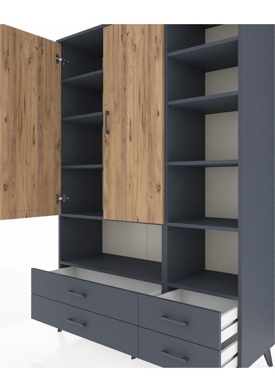 Hyperion Dolap 10 Raflı 4 Çekmeceli 2 Kapaklı 132x44x195 Antrasit-çam/antrasit Atlas Çam/antrasıt Hyperion Dolap 10 Raflı 4 Çekmeceli 2 Kapaklı 132x44x195 Antrasit-çam/antrasit Atlas Çam/antrasıt