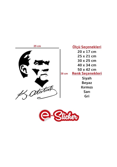 Atatürk Silueti Ve Imzası Oto Sticker (352049367)