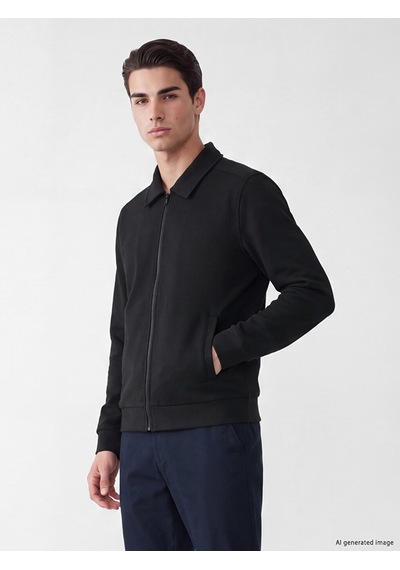 Lcwaıkıkı Classic Yeşil Polo Yaka Erkek Fermuarlı Sweatshirt
