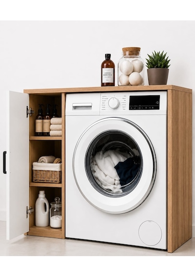 Noa Çamaşır Makinesi Dolabı Çok Amaçlı Banyo Dolabı Raflı Çamaşır Odası Organizeri Depolama Ünitesi Çam Noa Çamaşır Makinesi Dolabı Çok Amaçlı Banyo Dolabı Raflı Çamaşır Odası Organizeri Depolama Ünitesi Çam