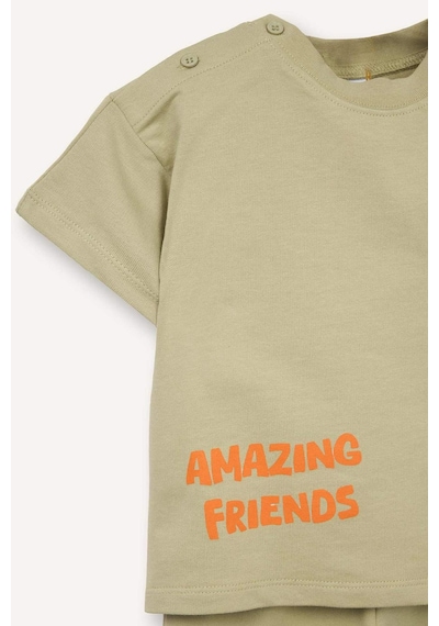 Defacto 2li Takım Dinozor Baskılı Sweatshirt Alt Erkek Bebek G8066a526smgn1216 Yeşil-gn1216