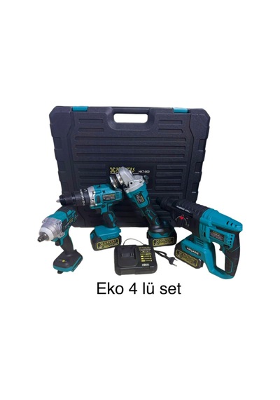 Hsgl HKT 900 Akülü Şarjlı Set Somun Sıkma + Spiral + Hilti + Matkap 4 Adet Akülü El Aleti Seti