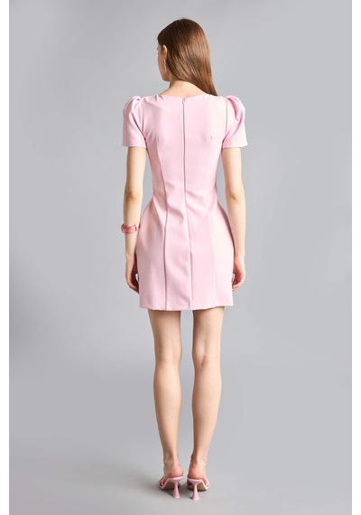 Defacto Kayık Yaka Kısa Kollu Mini Elbise H2740ax26sppn624 Pembe-pn624